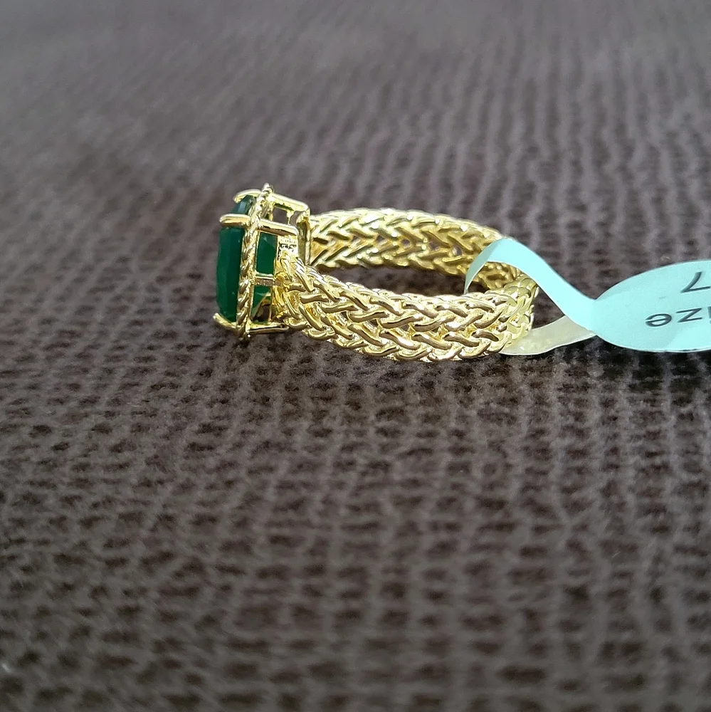 ✨️HP✨️ Gemolio Faceted Deep Green💚 Chalcedony Ring💍 - NWT - Picture 10 of 16